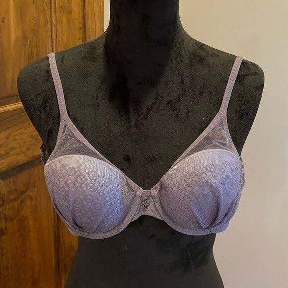 Victoria’s Secret Bra Size 32C Grey Fabulous Sheer Lined Demi Buste Double - Picture 2 of 9